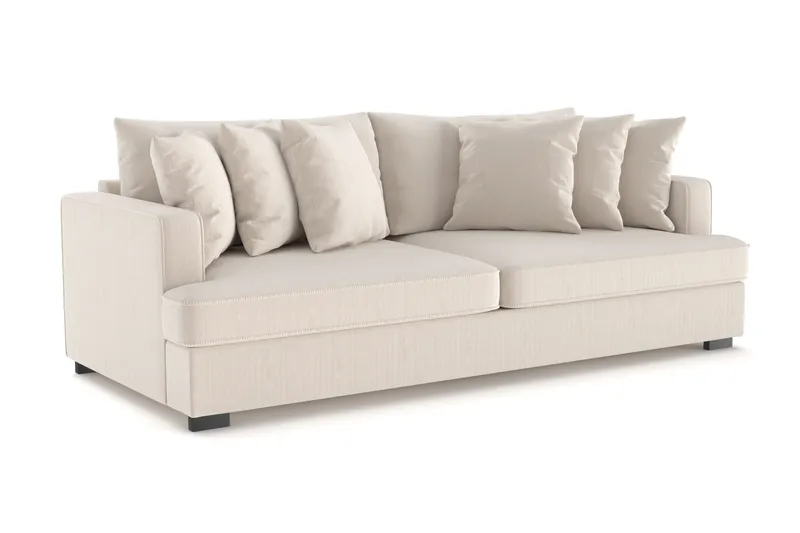 Rossita 4-personers Dyb Sofa i Jernbanefløjl - Beige - Møbler - Sofaer - 4 personers sofa