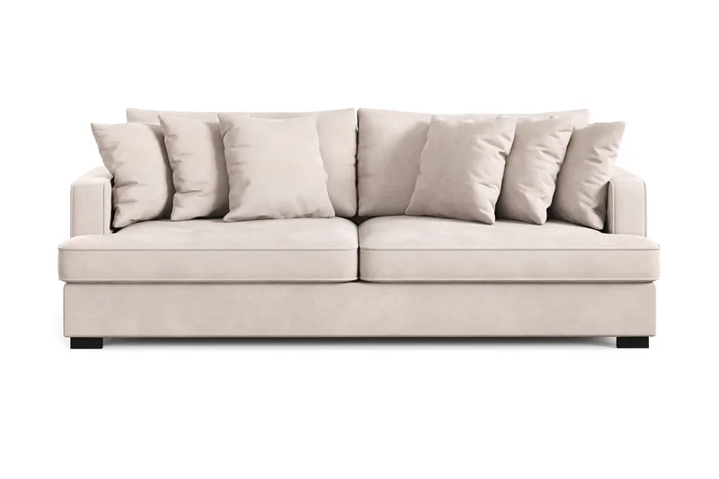 Rossita 4-personers Dyb Sofa i Fløjl, Beige