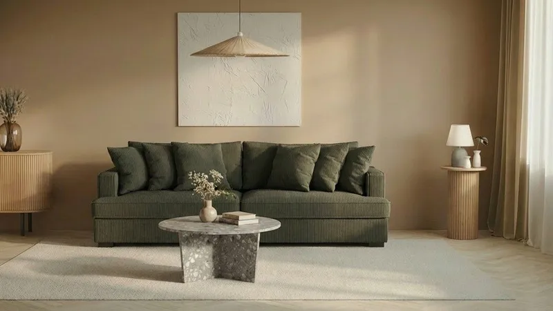 Rossita 4-personers Dyb Sofa i Jernbanefløjl - Mørkegrøn - Møbler - Sofaer - 4 personers sofa