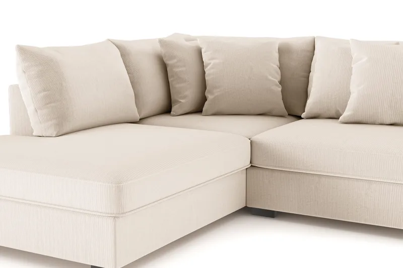 Rossita 4-personers Venstrevendt L-formet Dyb Chaiselongsofa i Jernbanefløjl - Beige - Møbler - Sofaer - Sofa med chaiselong
