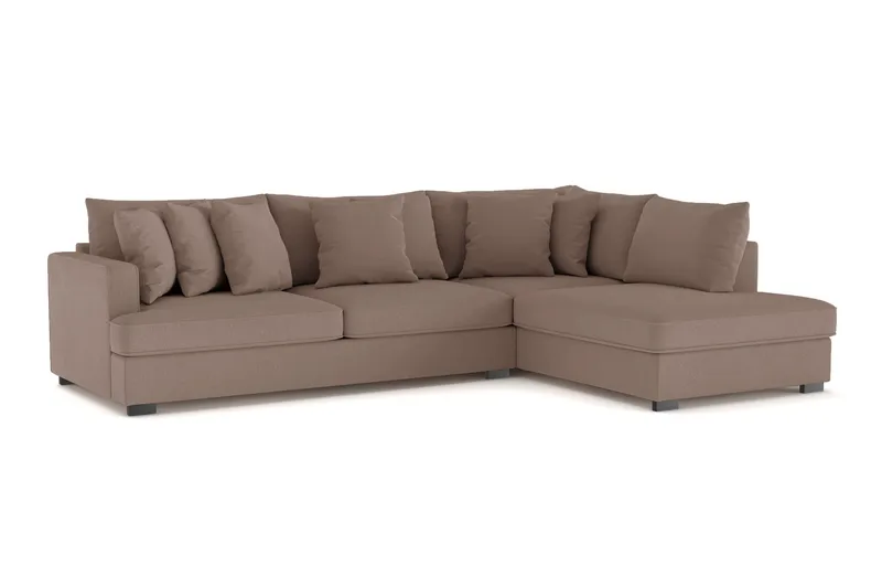 Rossita 4-personers Højrevendt L-formet Dyb Chaiselongsofa i Stof - Brun - Møbler - Sofaer - Sofa med chaiselong