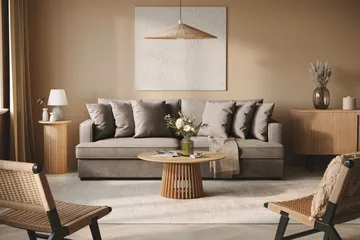 Rossita 4-personers Dyb Sofa i Stof - Brun - Møbler - Sofaer - 4 personers sofa