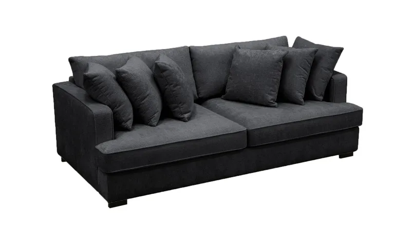 Rossita 4-personers Dyb Sofa i Chenille - Sort - Møbler - Sofaer - 4 personers sofa