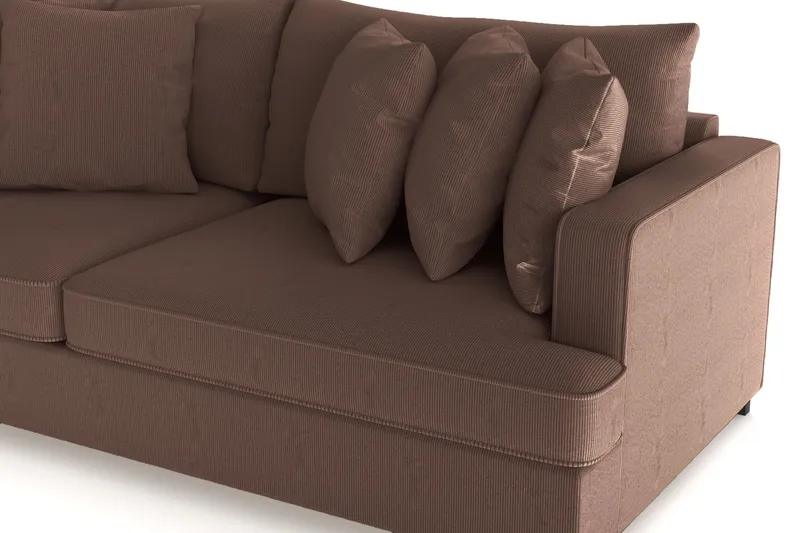 Rossita 4-personers Dyb Sofa i Jernbanefløjl - Brun - Møbler - Sofaer - 4 personers sofa