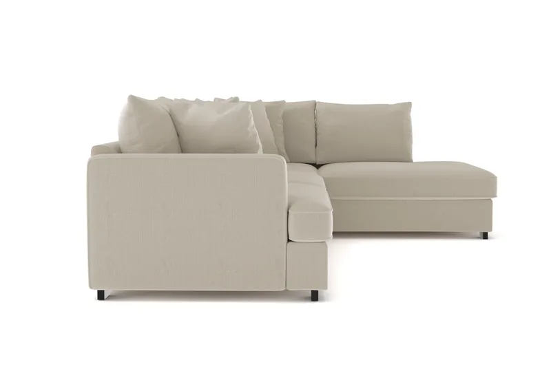 Rossita 4-personers Højrevendt L-formet Dyb Chaiselongsofa i Jernbanefløjl - Greige - Møbler - Sofaer - Sofa med chaiselong