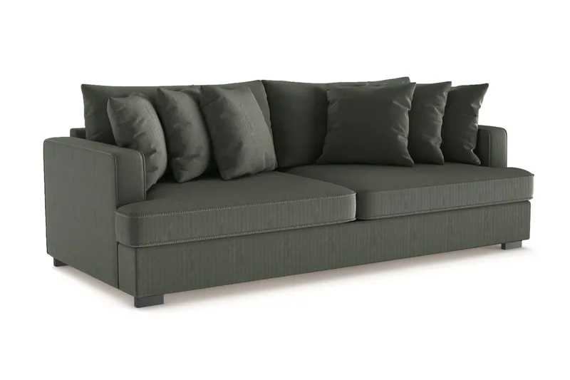 Rossita 4-personers Dyb Sofa i Jernbanefløjl - Mørkegrøn - Møbler - Sofaer - 4 personers sofa