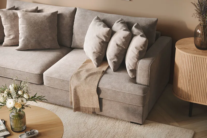 Rossita 4-personers Dyb Sofa i Chenille - Grå / Brun - Møbler - Sofaer - 4 personers sofa