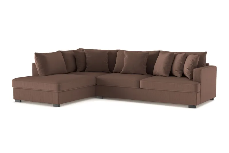 Rossita 4-personers Venstrevendt L-formet Dyb Chaiselongsofa i Jernbanefløjl - Brun - Møbler - Sofaer - Sofa med chaiselong