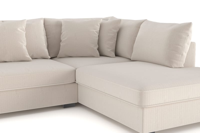 Rossita 4-personers Højrevendt L-formet Dyb Chaiselongsofa i Jernbanefløjl - Beige - Møbler - Sofaer - Sofa med chaiselong