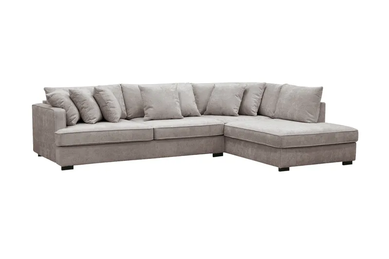 Rossita 4-personers Højrevendt L-formet Dyb Chaiselongsofa i Chenille - Grå / Brun - Møbler - Sofaer - Sofa med chaiselong