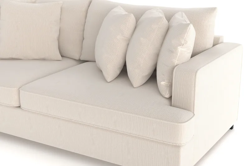 Rossita 4-personers Dyb Sofa i Jernbanefløjl - Beige - Møbler - Sofaer - 4 personers sofa