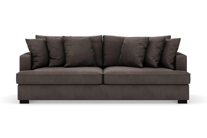 Rossita 4-personers Dyb Sofa i Jernbanefløjl, Mørkegrå