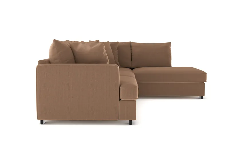 Rossita 4-personers Højrevendt L-formet Dyb Chaiselongsofa i Jernbanefløjl - Brun - Møbler - Sofaer - Sofa med chaiselong