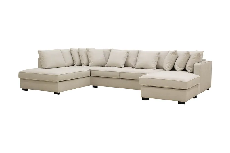 Rossita 5-personers Venstrevendt U-formet Dyb Sofa med Divan og Chaiselong i Stof - Beige - Møbler - Sofaer - U Sofa