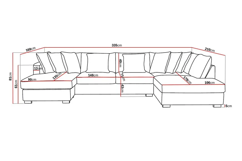 Rossita 5-personers Højrevendt U-formet Dyb Sofa med Divan og Chaiselong i Bouclé - Beige - Møbler - Sofaer - U Sofa