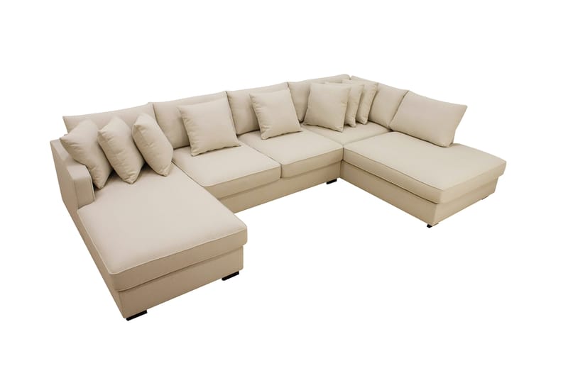 Rossita 5-personers Højrevendt U-formet Dyb Sofa med Divan og Chaiselong i Bouclé - Beige - Møbler - Sofaer - U Sofa