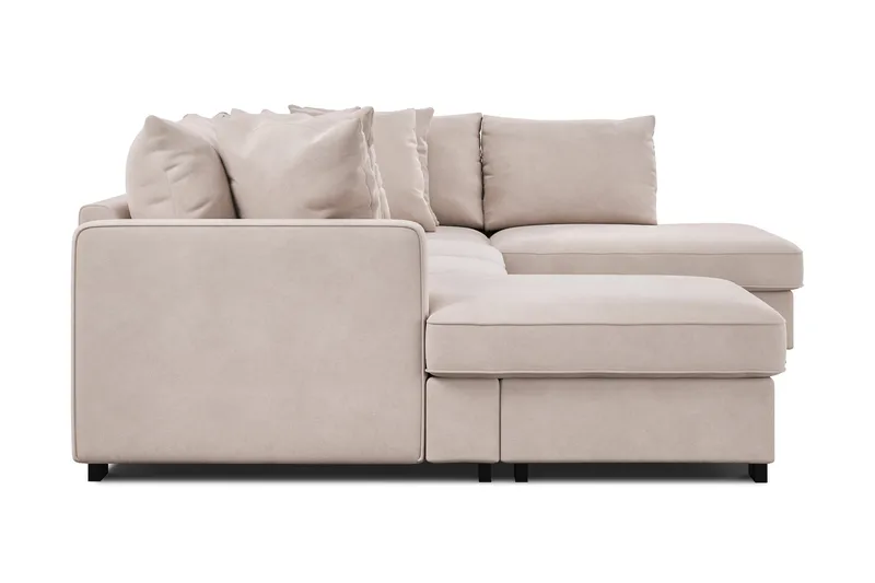 Rossita 5-personers Højrevendt U-formet Dyb Sofa med Divan og Chaiselong i Fløjl - Beige - Møbler - Sofaer - U Sofa