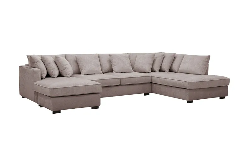 Rossita 5-personers Højrevendt U-formet Dyb Sofa med Divan og Chaiselong i Chenille - Grå / Brun - Møbler - Sofaer - U Sofa