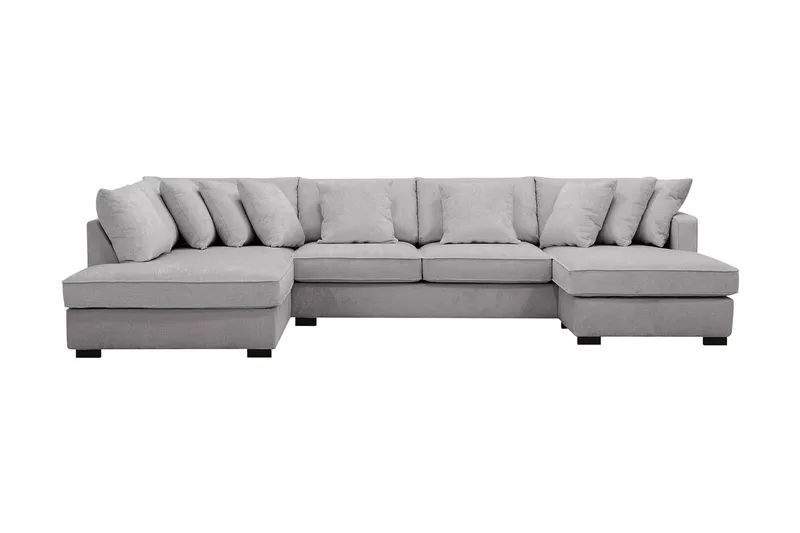 Rossita 5-personers Venstrevendt U-formet Dyb Sofa med Divan og Chaiselong i Chenille - Grå - Møbler - Sofaer - U Sofa