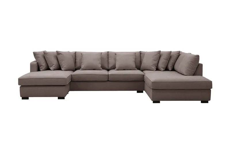 Rossita 5-personers Højrevendt U-formet Dyb Sofa med Divan og Chaiselong i Stof - Brun - Møbler - Sofaer - U Sofa