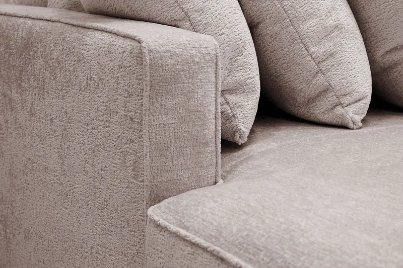 Rossita 5-personers Højrevendt U-formet Dyb Sofa med Divan og Chaiselong i Chenille - Grå / Brun - Møbler - Sofaer - U Sofa