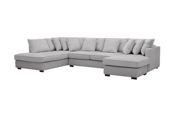 Rossita 5-personers Venstrevendt U-formet Dyb Sofa med Divan og Chaiselong i Chenille - Trenza 03, Grå Chenille - Møbler - Sofaer - U Sofa