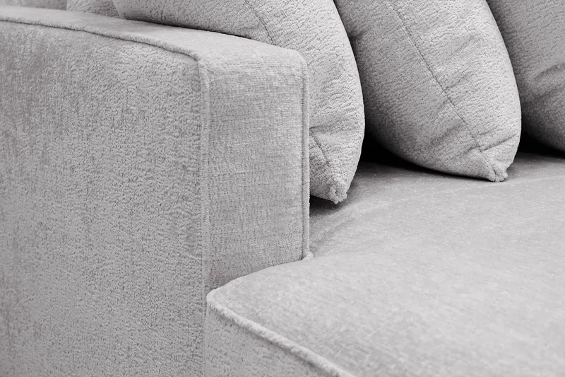 Rossita 5-personers Højrevendt U-formet Dyb Sofa med Divan og Chaiselong i Chenille - Grå - Møbler - Sofaer - U Sofa