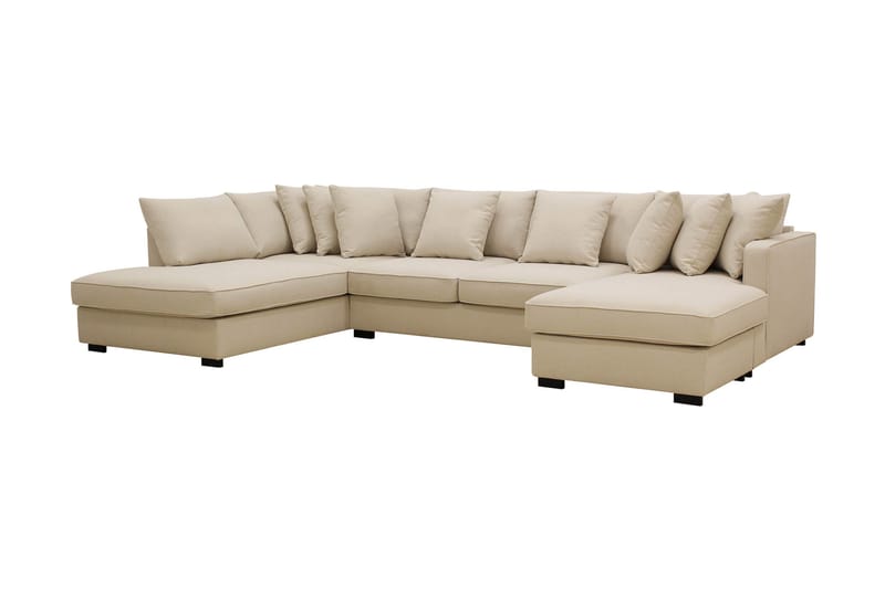 Rossita 5-personers Venstrevendt U-formet Dyb Sofa med Divan og Chaiselong i Bouclé - Beige - Møbler - Sofaer - U Sofa