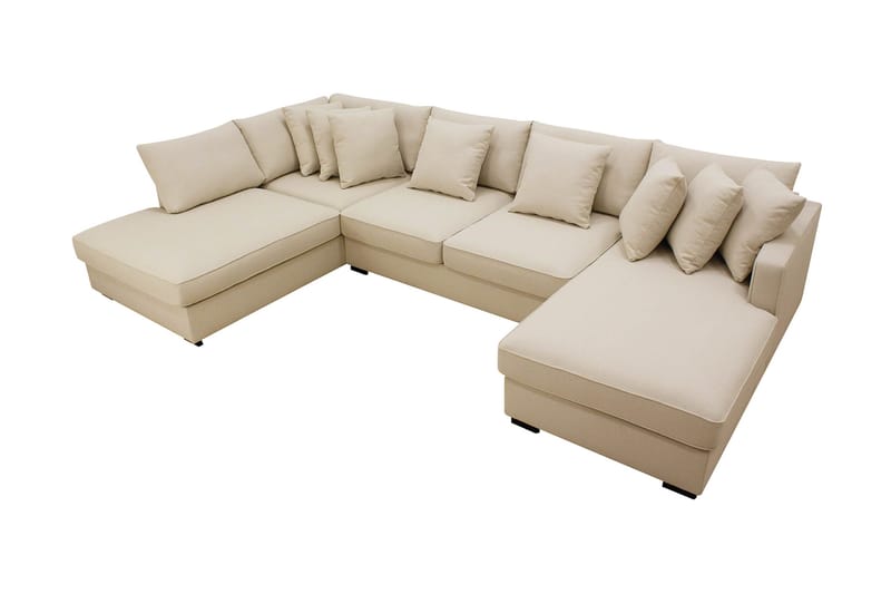 Rossita 5-personers Venstrevendt U-formet Dyb Sofa med Divan og Chaiselong i Bouclé - Beige - Møbler - Sofaer - U Sofa