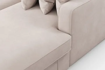 Rossita 5-personers Venstrevendt U-formet Dyb Sofa med Divan og Chaiselong i Fløjl - Beige - Møbler - Sofaer - U Sofa