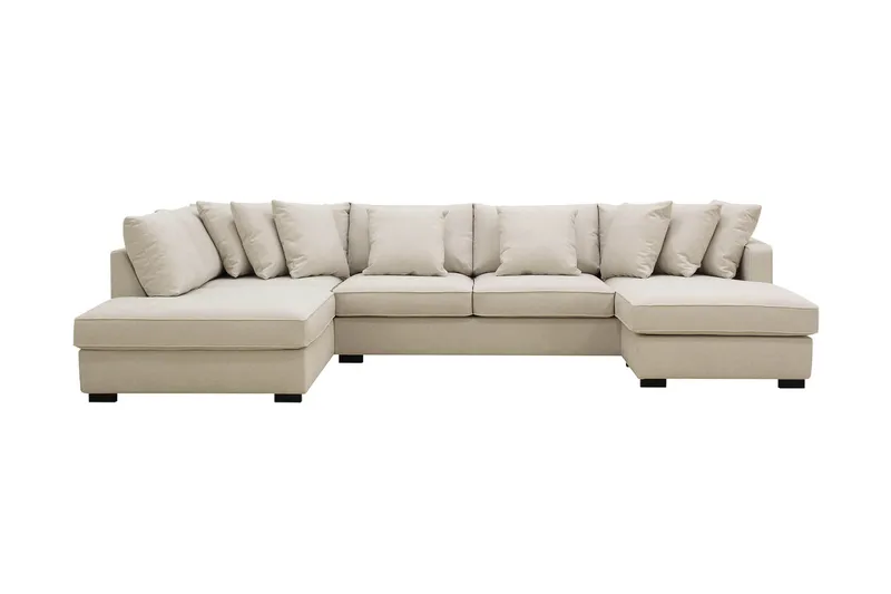 Rossita 5-personers Venstrevendt U-formet Dyb Sofa med Divan og Chaiselong i Stof, Beige
