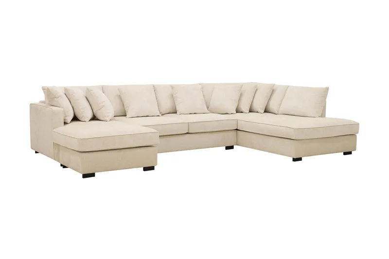 Rossita 5-personers Højrevendt U-formet Dyb Sofa med Divan og Chaiselong i Chenille - Beige - Møbler - Sofaer - U Sofa