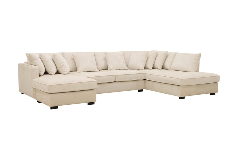 Rossita 5-personers Højrevendt U-formet Dyb Sofa med Divan og Chaiselong i Chenille - Beige - Møbler - Sofaer - U Sofa