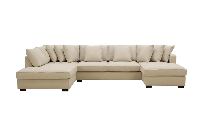 Rossita 5-personers Venstrevendt U-formet Dyb Sofa med Divan og Chaiselong i Bouclé - Beige - Møbler - Sofaer - U Sofa