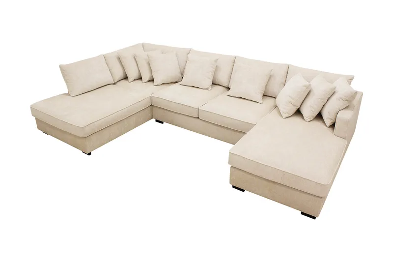 Rossita 5-personers Venstrevendt U-formet Dyb Sofa med Divan og Chaiselong i Chenille - Beige - Møbler - Sofaer - U Sofa