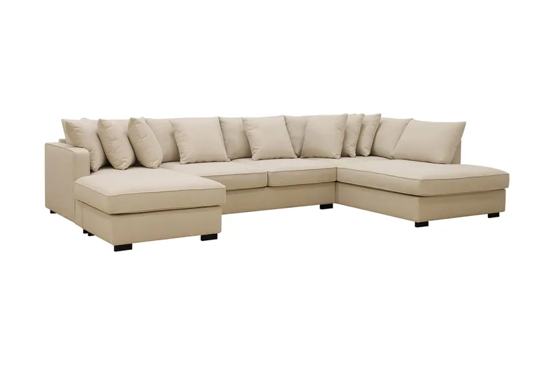 Rossita 5-personers Højrevendt U-formet Dyb Sofa med Divan og Chaiselong i Bouclé - Beige - Møbler - Sofaer - U Sofa