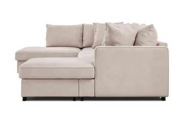 Rossita 5-personers Venstrevendt U-formet Dyb Sofa med Divan og Chaiselong i Fløjl - Beige - Møbler - Sofaer - U Sofa