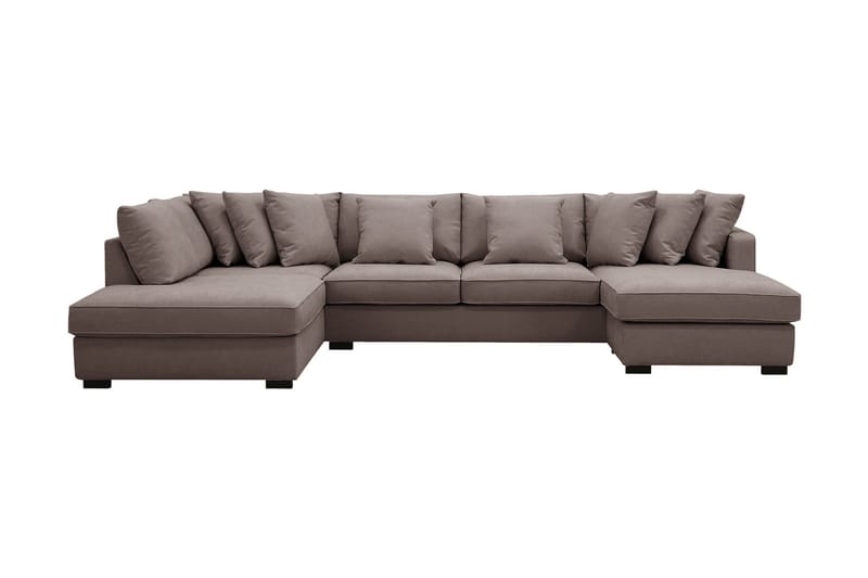 Rossita 5-personers Venstrevendt U-formet Dyb Sofa med Divan og Chaiselong i Stof - Brun - Møbler - Sofaer - U Sofa