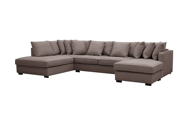 Rossita 5-personers Venstrevendt U-formet Dyb Sofa med Divan og Chaiselong i Stof - Brun - Møbler - Sofaer - U Sofa