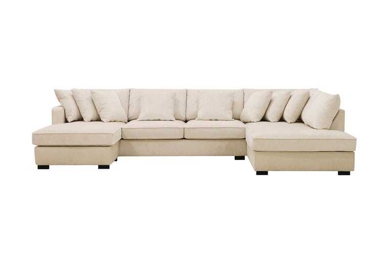 Rossita 5-personers Højrevendt U-formet Dyb Sofa med Divan og Chaiselong i Chenille - Beige - Møbler - Sofaer - U Sofa