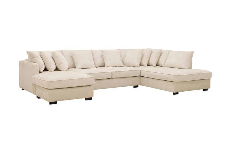 Rossita 5-personers Højrevendt U-formet Dyb Sofa med Divan og Chaiselong i Chenille - Beige - Møbler - Sofaer - U Sofa