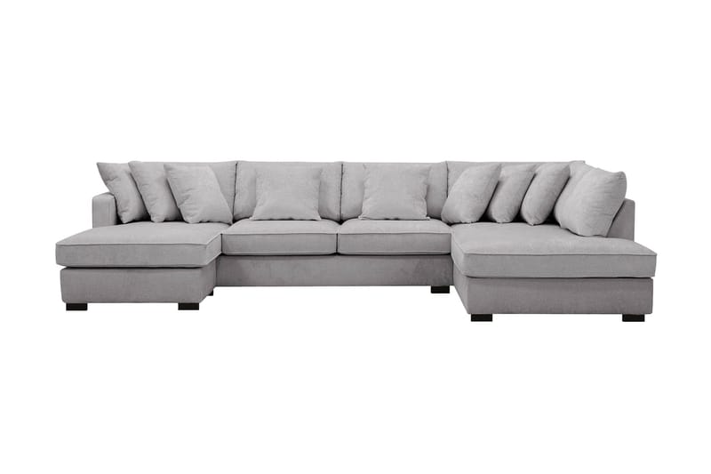 Rossita 5-personers Højrevendt U-formet Dyb Sofa med Divan og Chaiselong i Chenille - Grå - Møbler - Sofaer - U Sofa