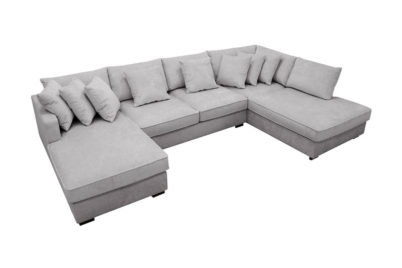 Rossita 5-personers Højrevendt U-formet Dyb Sofa med Divan og Chaiselong i Chenille - Grå - Møbler - Sofaer - U Sofa