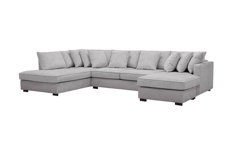 Rossita 5-personers Venstrevendt U-formet Dyb Sofa med Divan og Chaiselong i Chenille - Grå - Møbler - Sofaer - U Sofa
