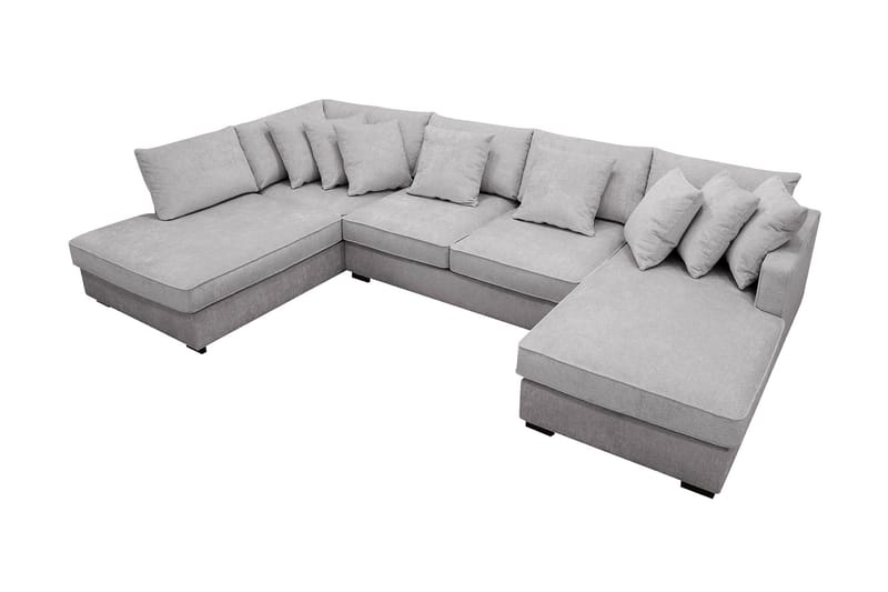 Rossita 5-personers Venstrevendt U-formet Dyb Sofa med Divan og Chaiselong i Chenille - Grå - Møbler - Sofaer - U Sofa
