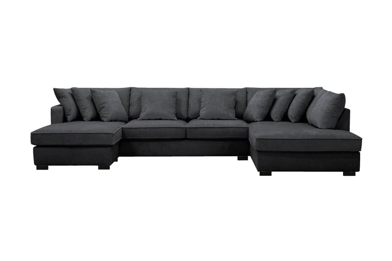 Rossita 5-personers Højrevendt U-formet Dyb Sofa med Divan og Chaiselong i Chenille - Sort - Møbler - Sofaer - U Sofa