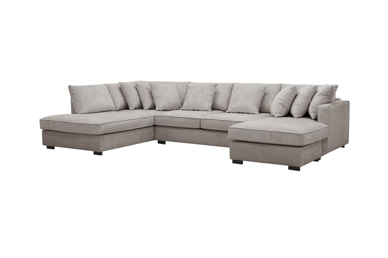 Rossita 5-personers Venstrevendt U-formet Dyb Sofa med Divan og Chaiselong i Chenille - Grå / Brun - Møbler - Sofaer - U Sofa