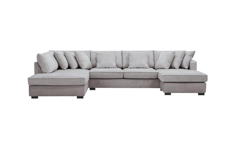 Rossita 5-personers Venstrevendt U-formet Dyb Sofa med Divan og Chaiselong i Chenille - Grå / Brun - Møbler - Sofaer - U Sofa