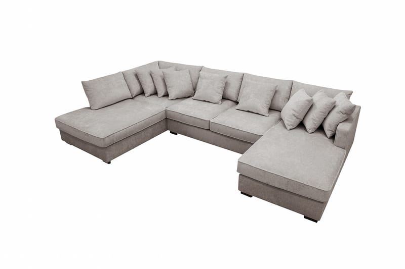 Rossita 5-personers Højrevendt U-formet Dyb Sofa med Divan og Chaiselong i Chenille - Grå / Brun - Møbler - Sofaer - U Sofa