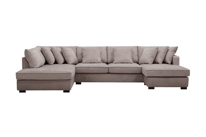 Rossita 5-personers Venstrevendt U-formet Dyb Sofa med Divan og Chaiselong i Chenille - Grå / Brun - Møbler - Sofaer - U Sofa